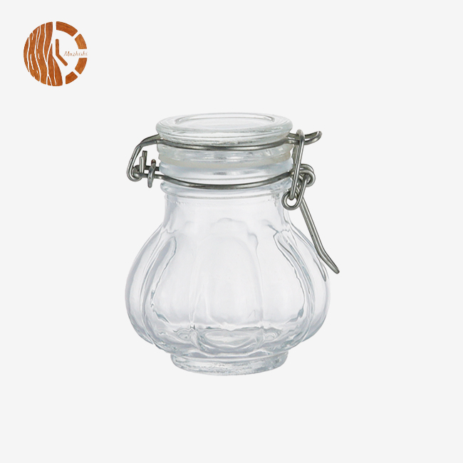 Mini Decorative Glass Preserve Jar with Pumpkin Relief & Sealed Lid